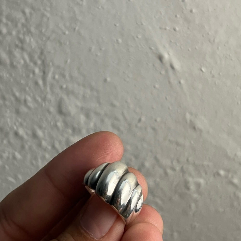 Unique Vintage Chunky Sterling Silver Ribbed Dome Ring